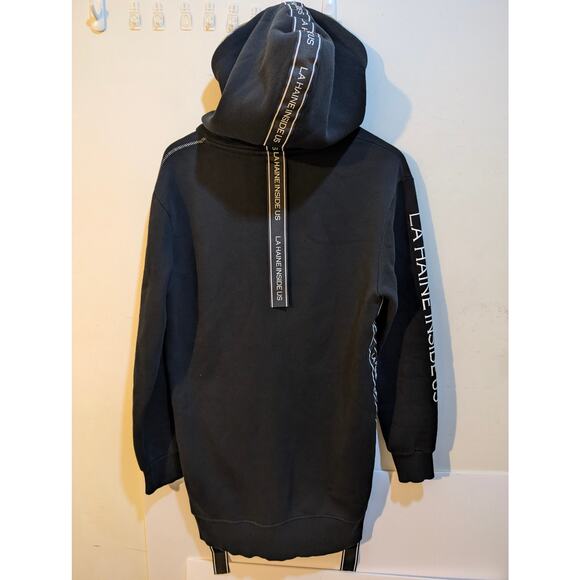 LA Haine Inside Us Full Zip Side Strap Black Goth FOG Pyrex Elongated Hoodie LRG - Picture 7 of 9
